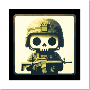 Kawaii pixel ghost soldier Posters and Art